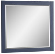 Moderner rechteckiger Spiegel mit dunkelblauem Holzrahmen, Frontalansicht