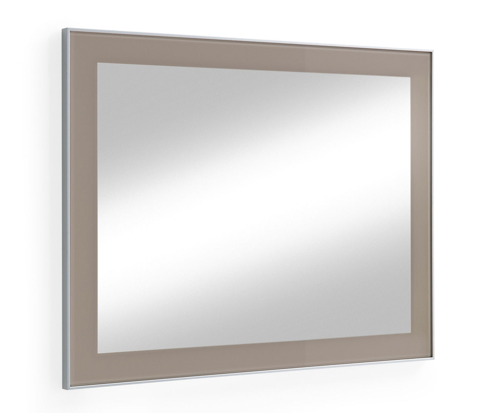 Moderner rechteckiger Spiegel mit breitem Rahmen, seitliche Perspektive