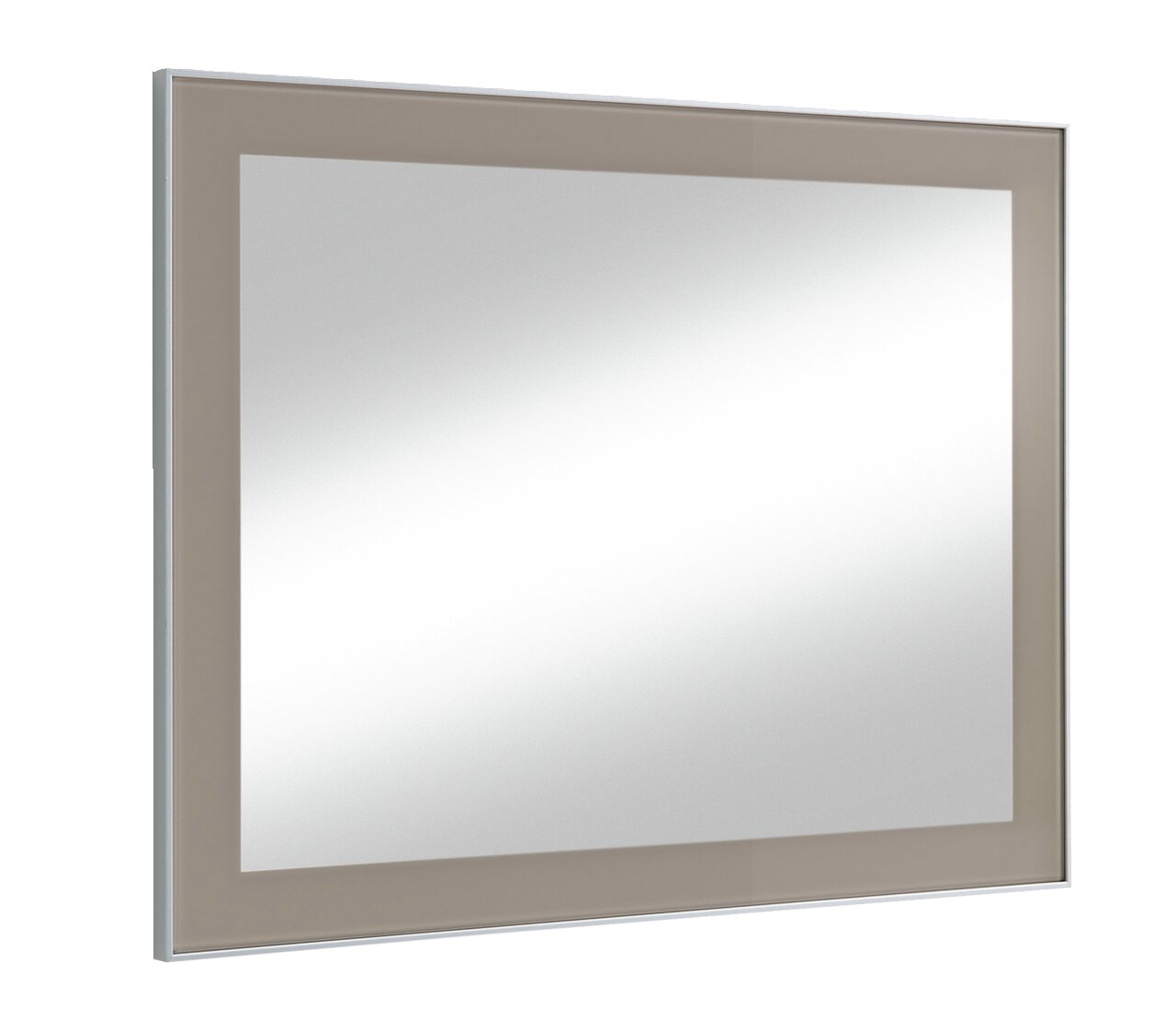 Moderner rechteckiger Spiegel mit breitem Rahmen, seitliche Perspektive