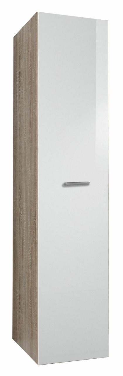 XORA Apothekerschrank MALTA Apothekerschrank in Holzoptik mit weißer Tür, seitliche Perspektive