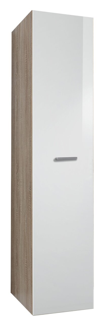 XORA Apothekerschrank MALTA Apothekerschrank in Holzoptik mit weißer Tür, seitliche Perspektive