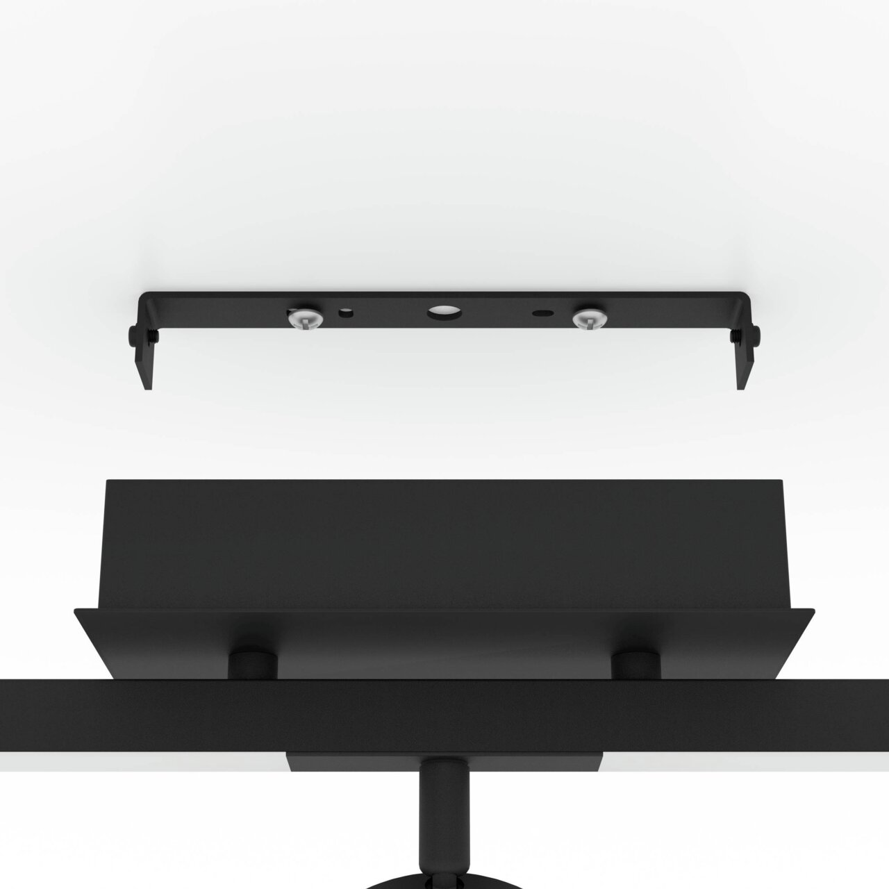 Deckenansicht des schwarzen Spot CARDILLIO 2 mit Montagehalterung