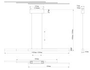 Technische Zeichnung der Hängeleuchte Globo Lighting ETHAN mit Maßen und Seitenansicht.