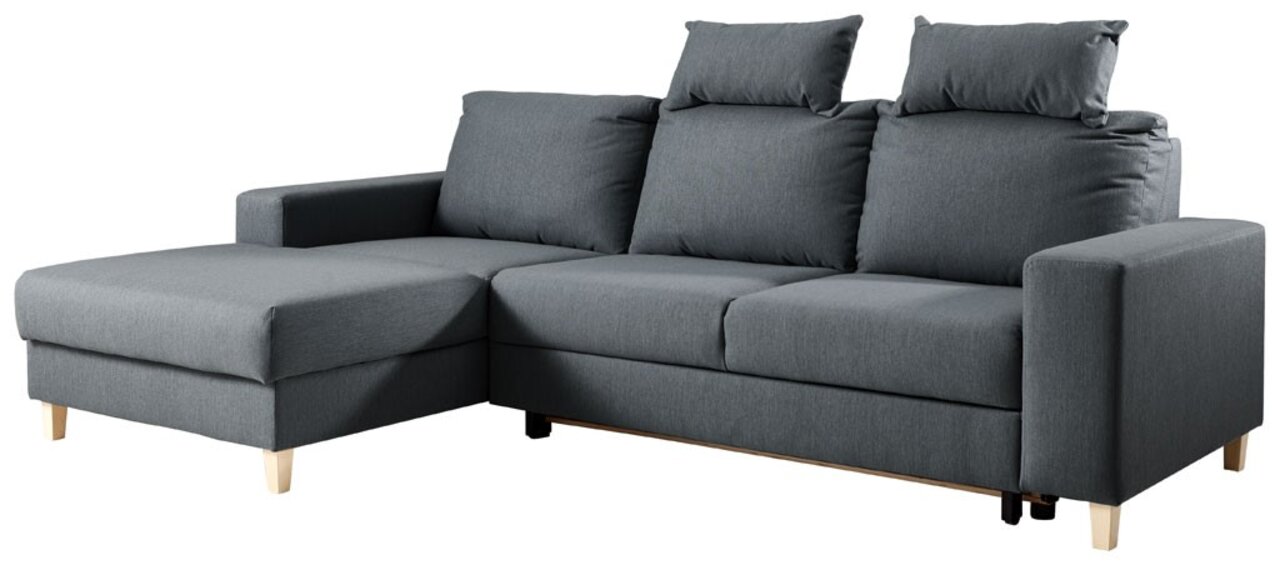 Ti´me Ecksofa ANABELLE Graues Ecksofa mit linker Ottomane, Vorderansicht