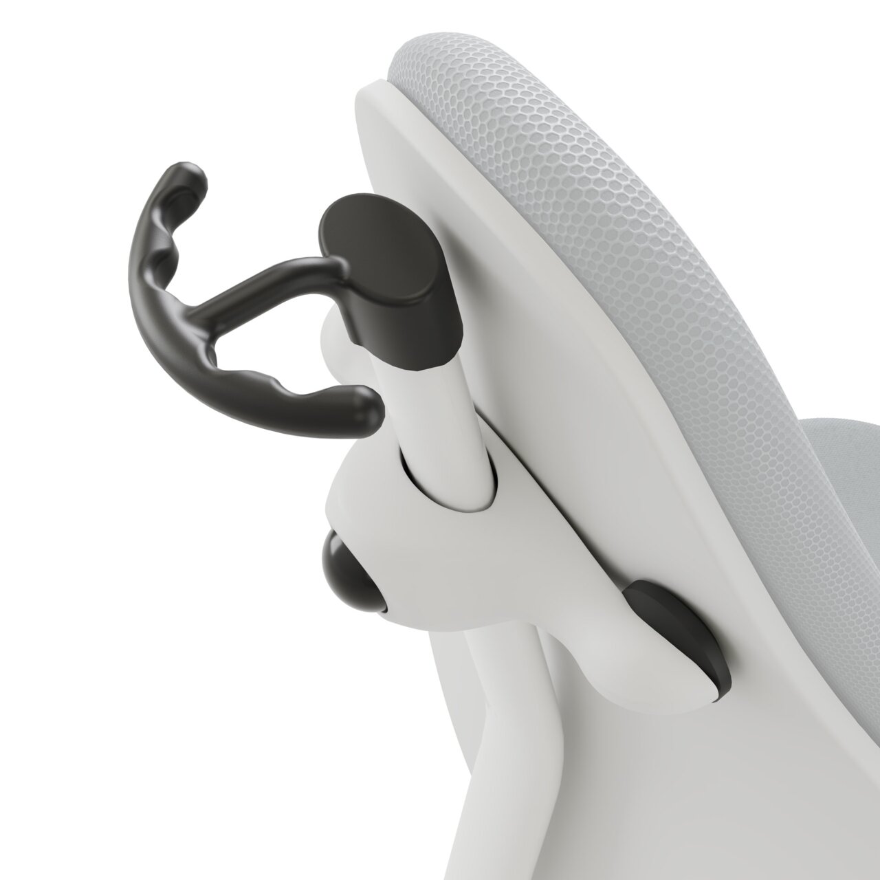 Detailansicht eines Jugenddrehstuhls mit ergonomischem Design und verstellbarer Rückenlehne.