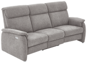 Graues Trapezsofa mit drei Sitzplätzen, seitliche Perspektive