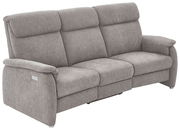 Graues Trapezsofa mit drei Sitzplätzen, seitliche Perspektive