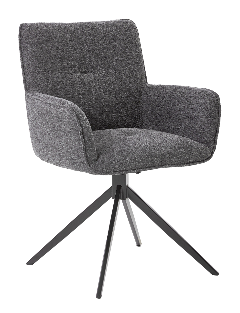 Valdera Armlehnstuhl CORA Grauer Armlehnstuhl mit vier schwarzen Metallbeinen, seitliche Perspektive