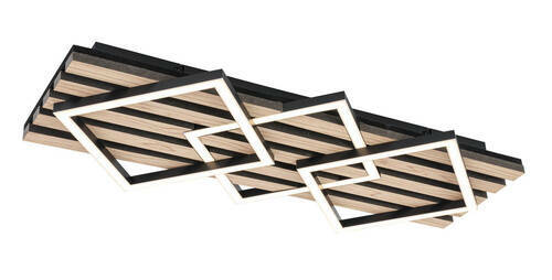 Moderne LED-Deckenleuchte mit geometrischen Formen, seitliche Perspektive