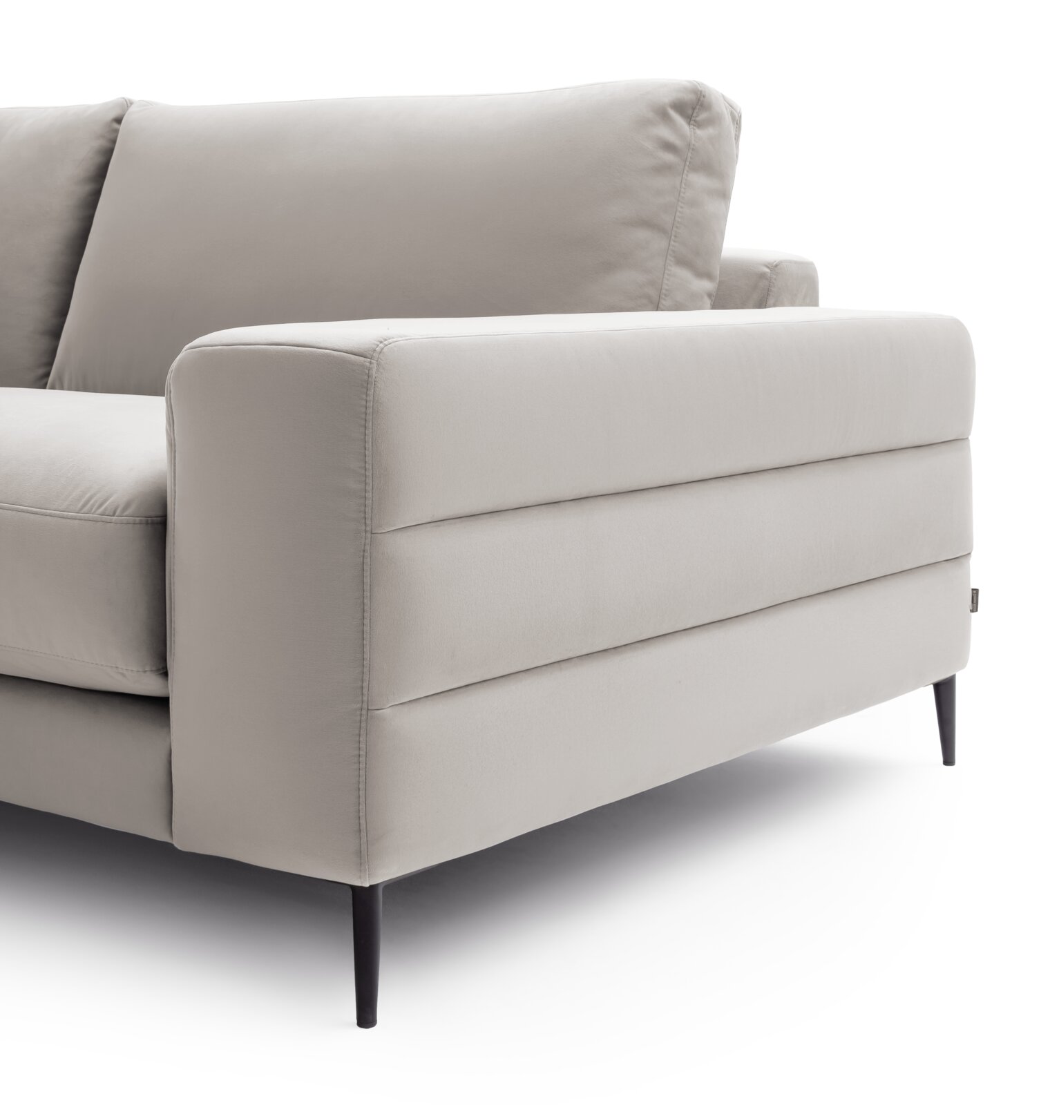 Beige Longchairkombination mit modernem Design, seitliche Perspektive