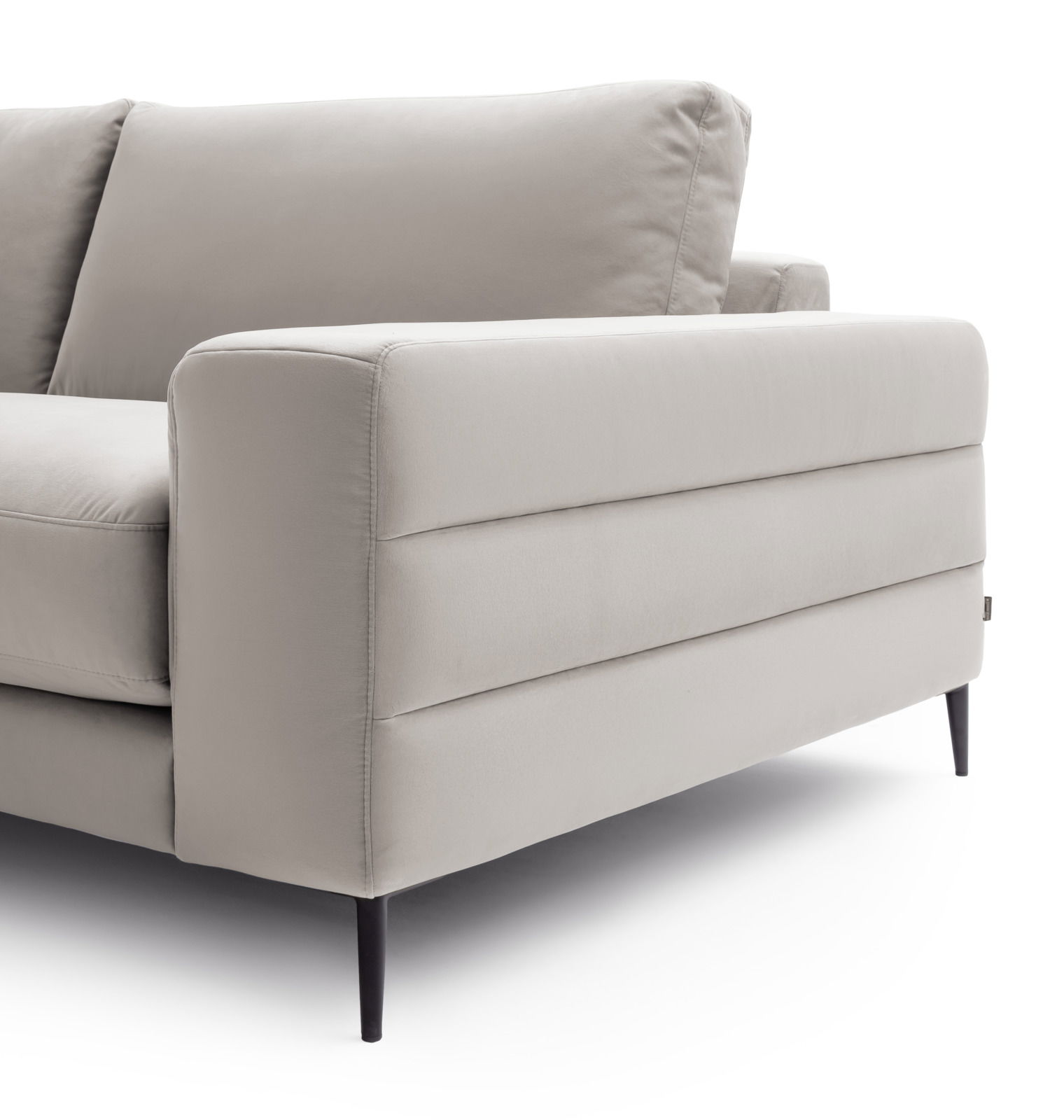 Beige Longchairkombination mit modernem Design, seitliche Perspektive