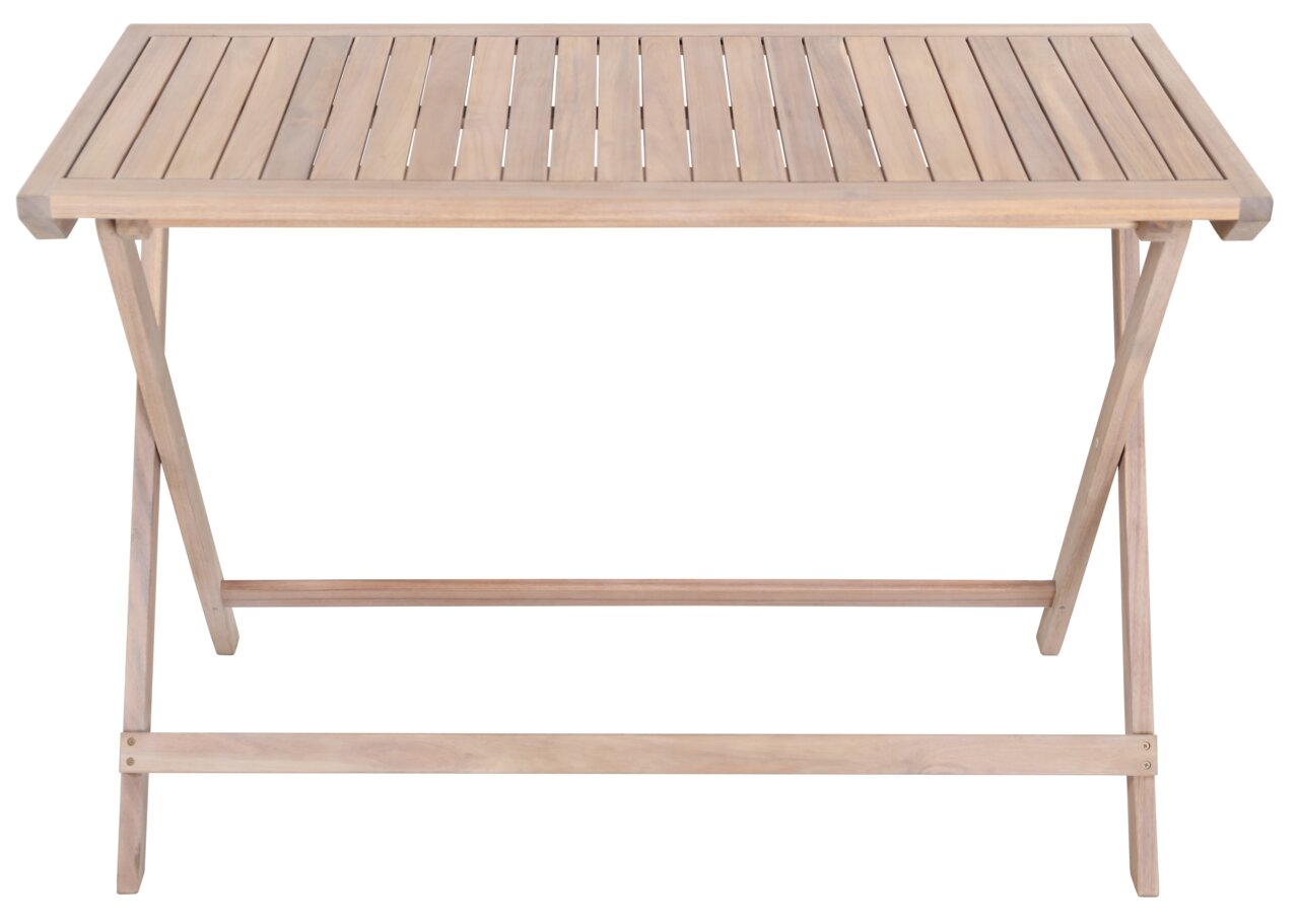 Holz-Klapptisch in Frontalansicht mit Lattenoptik