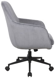 Grauer Drehstuhl mit Stoffbezug, Seitenansicht