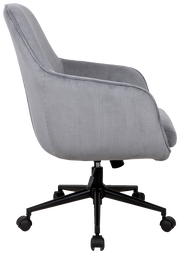 Grauer Drehstuhl mit Stoffbezug, Seitenansicht