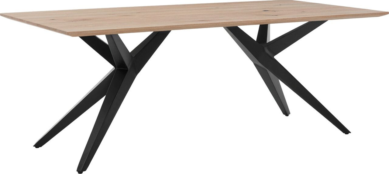 Musterring Eettafel MR TARIO Moderne eettafel met houten blad en zwarte metalen poten, zijaanzicht