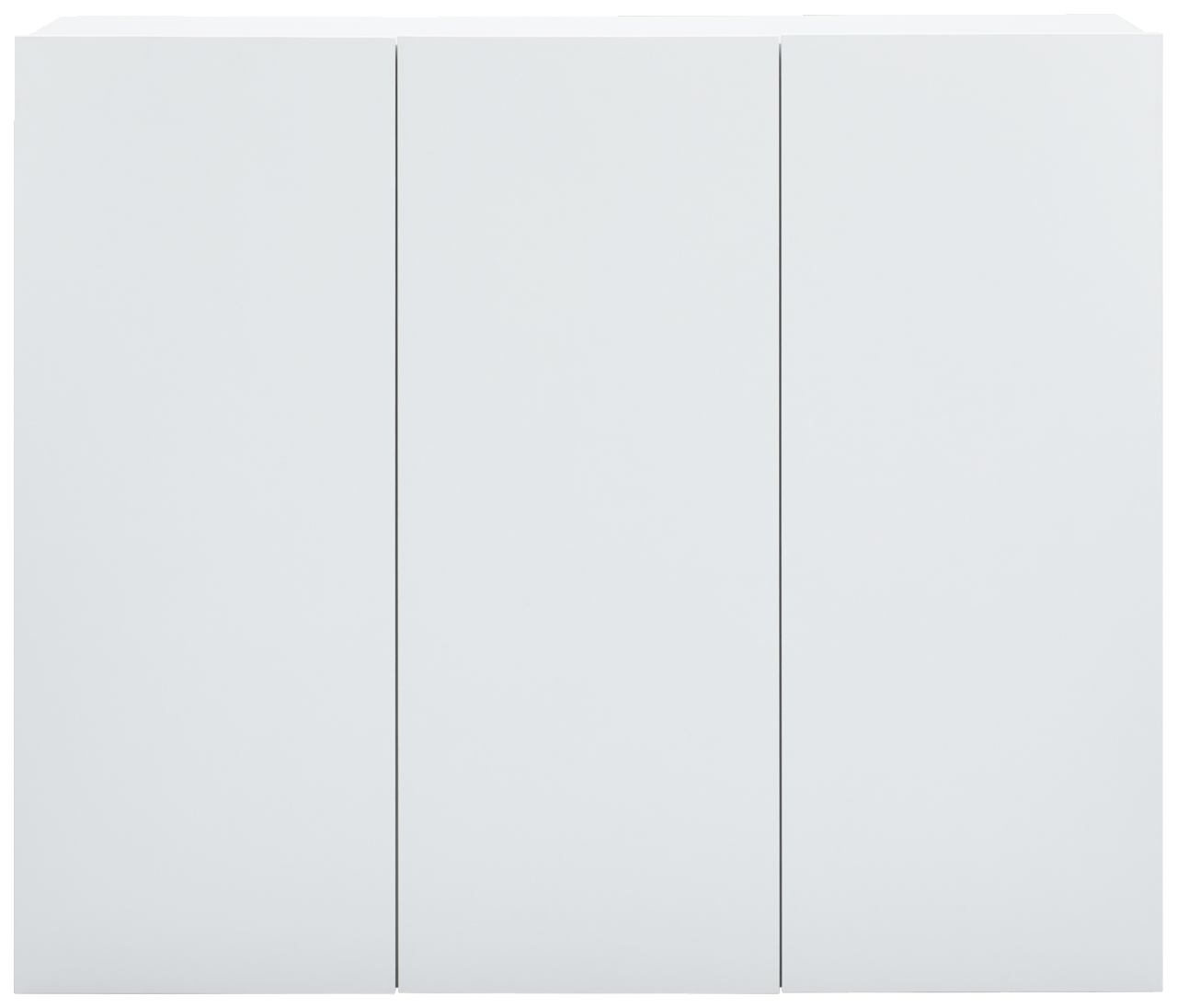 Moderner weißer Hängeschuhschrank mit drei Türen, frontale Ansicht