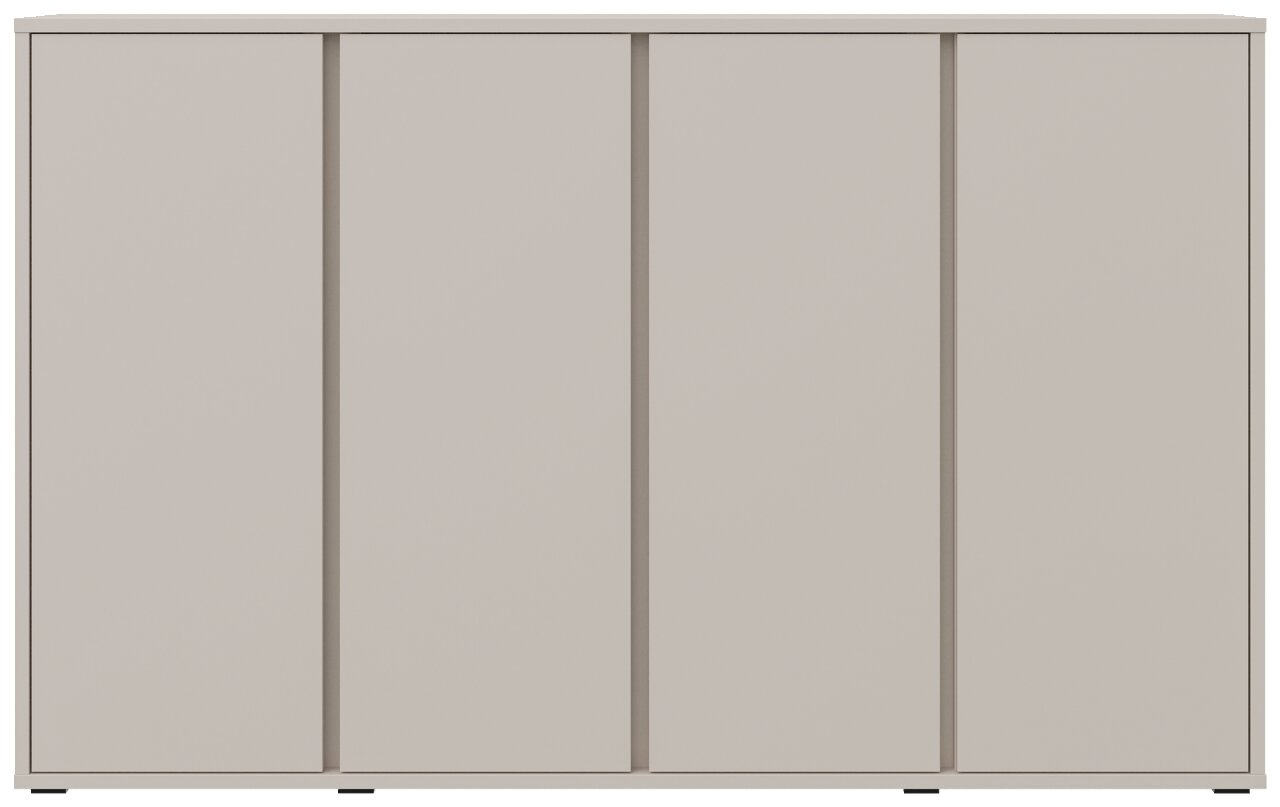 Moderne schoenenkast in minimalistisch design, gezien vanaf de voorkant.