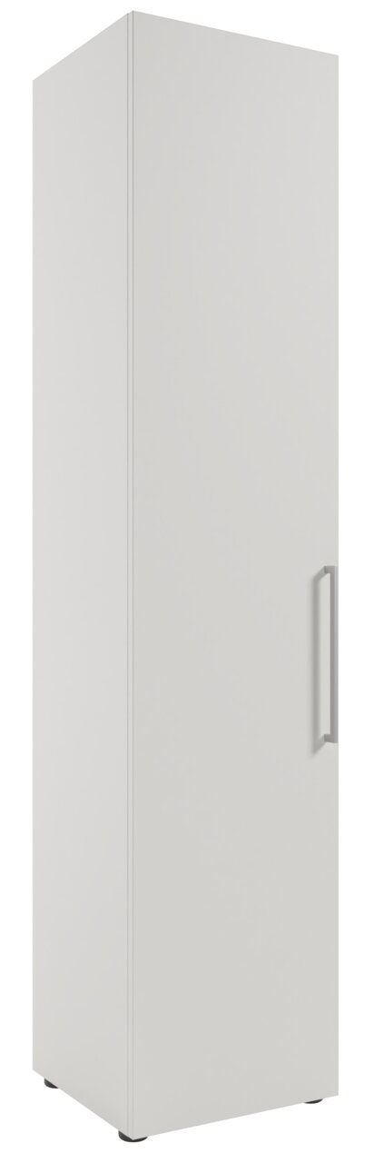 Hoher, weißer Aktenschrank mit linker Ausrichtung, Frontansicht