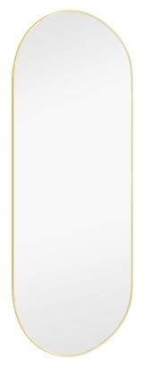 Ovaler Spiegel mit goldenem Rahmen, frontal betrachtet.