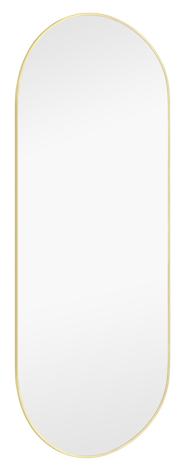 Ovaler Spiegel mit goldenem Rahmen, frontal betrachtet.