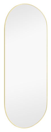 Ovaler Spiegel mit goldenem Rahmen, frontal betrachtet.