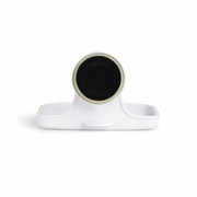 Weiße FLEX GEL-LOCK Seifenschale, Vorderansicht mit Saugnapf.
