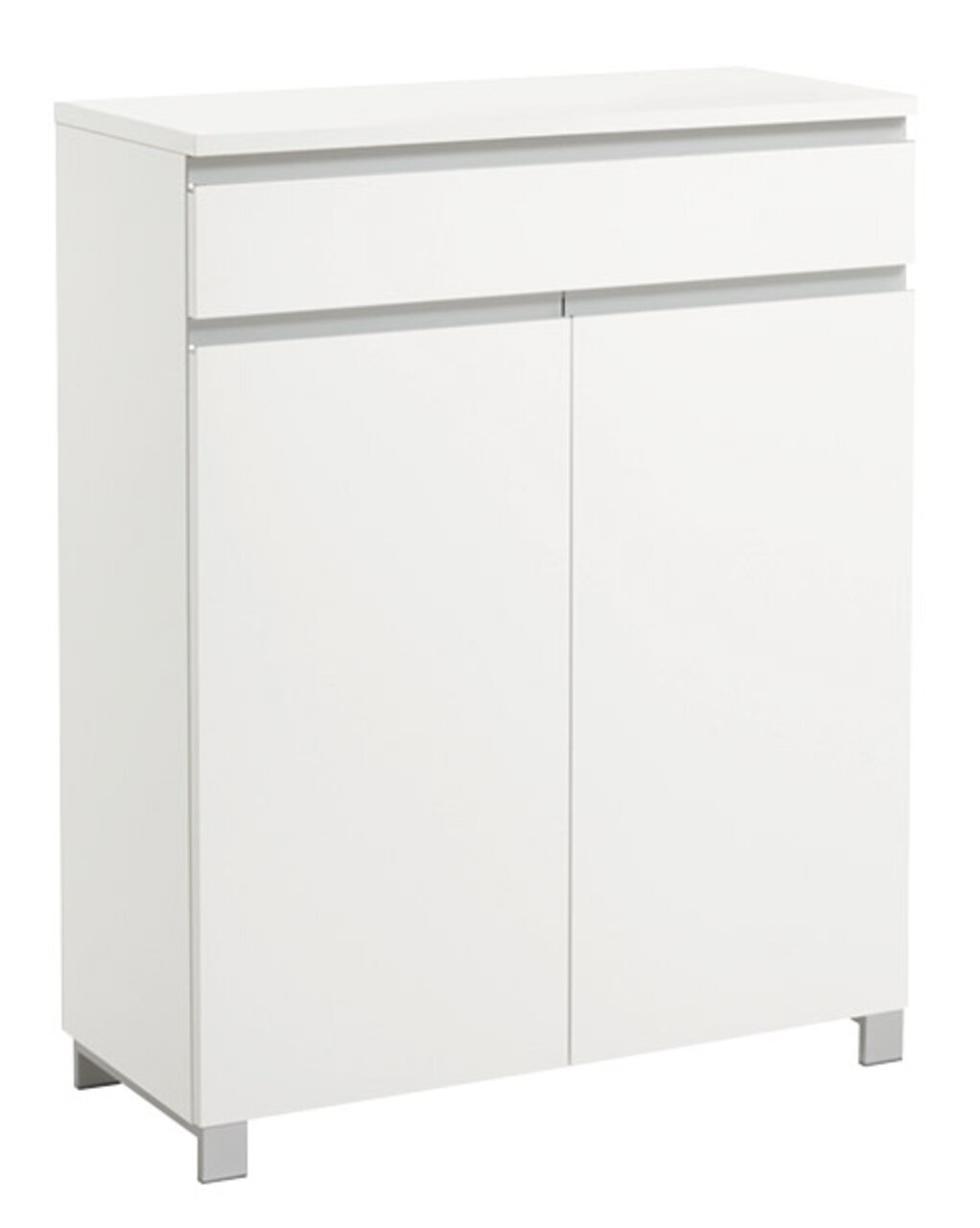 VOSS Schuhschrank SALEA Weißer Schuhschrank mit zwei Türen und einer Schublade, frontal betrachtet