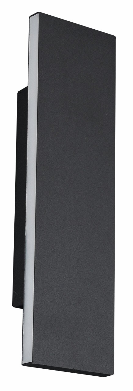 Moderne schwarze Wandleuchte Concha in rechteckiger Form, seitliche Perspektive