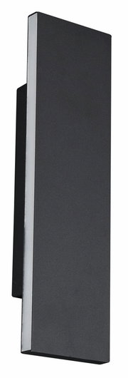 Moderne schwarze Wandleuchte Concha in rechteckiger Form, seitliche Perspektive