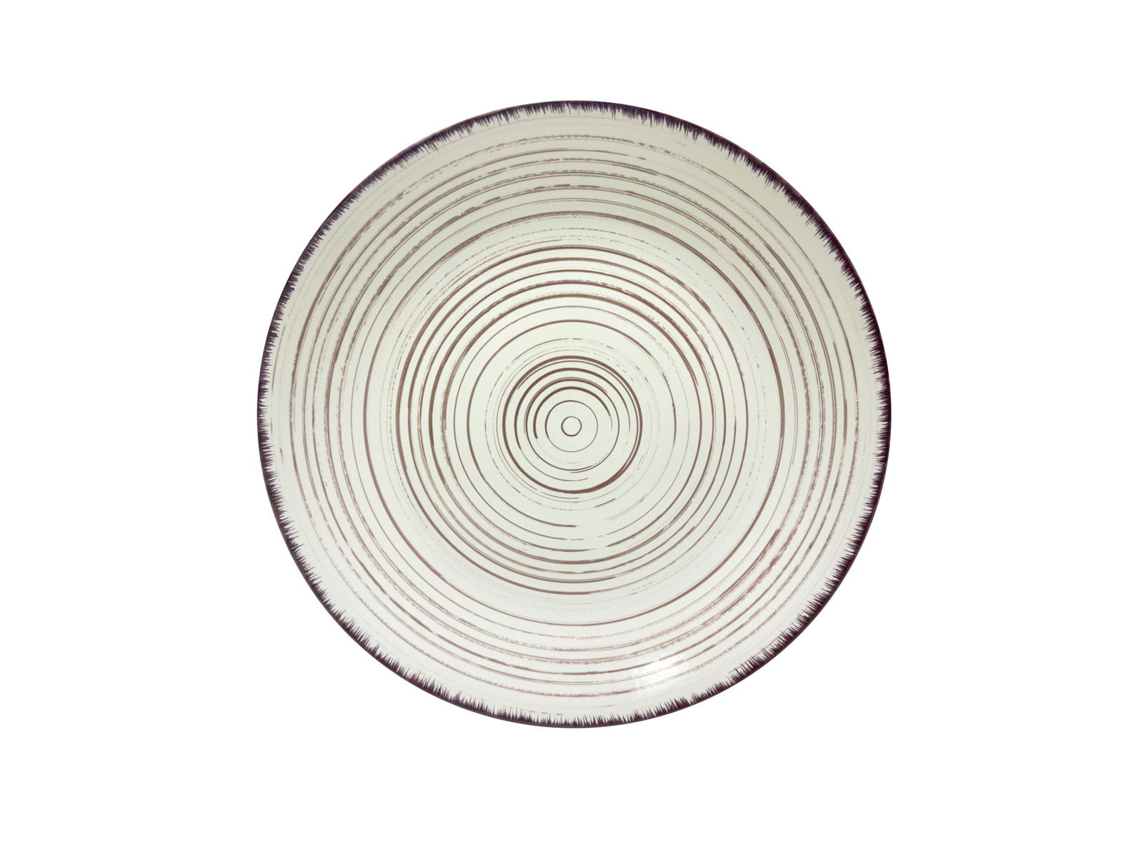 Runde, flache Keramikplatte mit konzentrischen Kreisen, Draufsicht