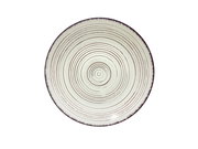Runde, flache Keramikplatte mit konzentrischen Kreisen, Draufsicht