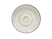 Runde, flache Keramikplatte mit konzentrischen Kreisen, Draufsicht