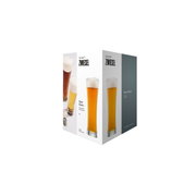 Verpakking van een glas voor witbier van Schott Zwiesel, afgebeeld van voren en van opzij.