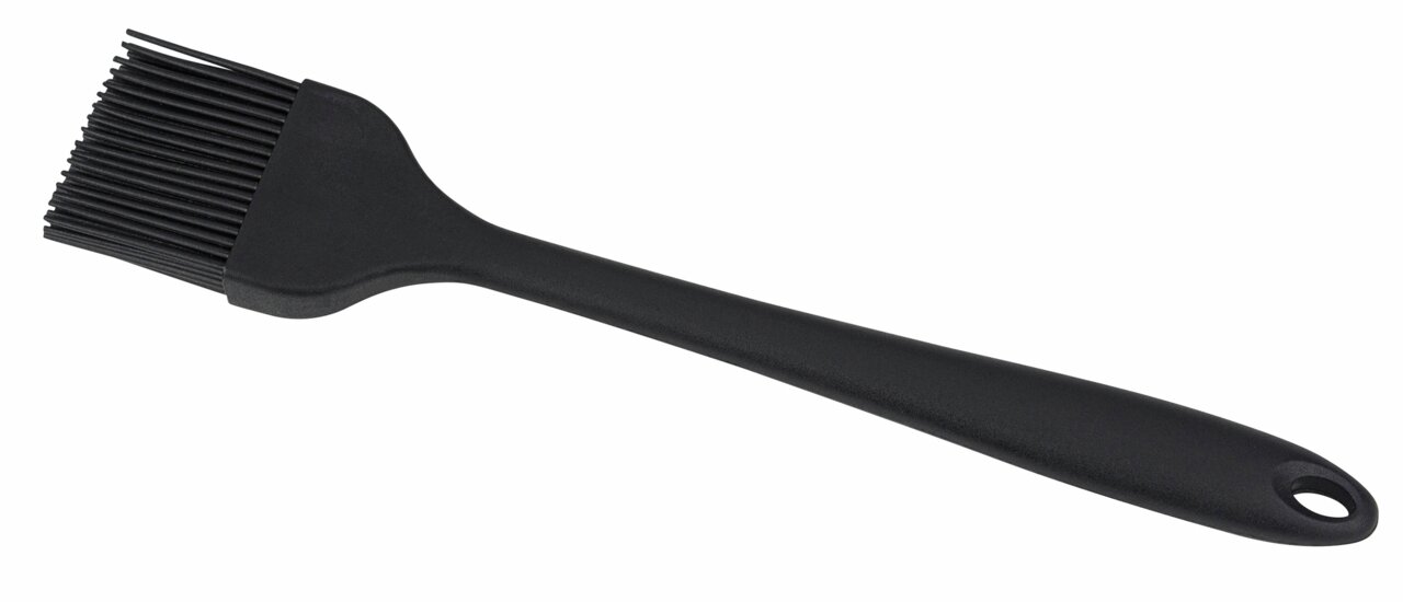 Schwarzer Silikon-Backpinsel in seitlicher Perspektive