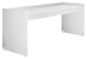 Moderner weißer Schreibtisch mit minimalistischem Design, seitliche Perspektive
