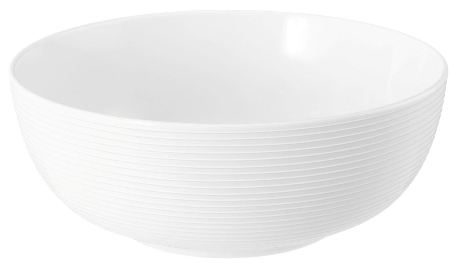 Seltmann Weiden Bowl BEAT Weiße Schüssel mit geriffelter Oberfläche, seitliche Perspektive