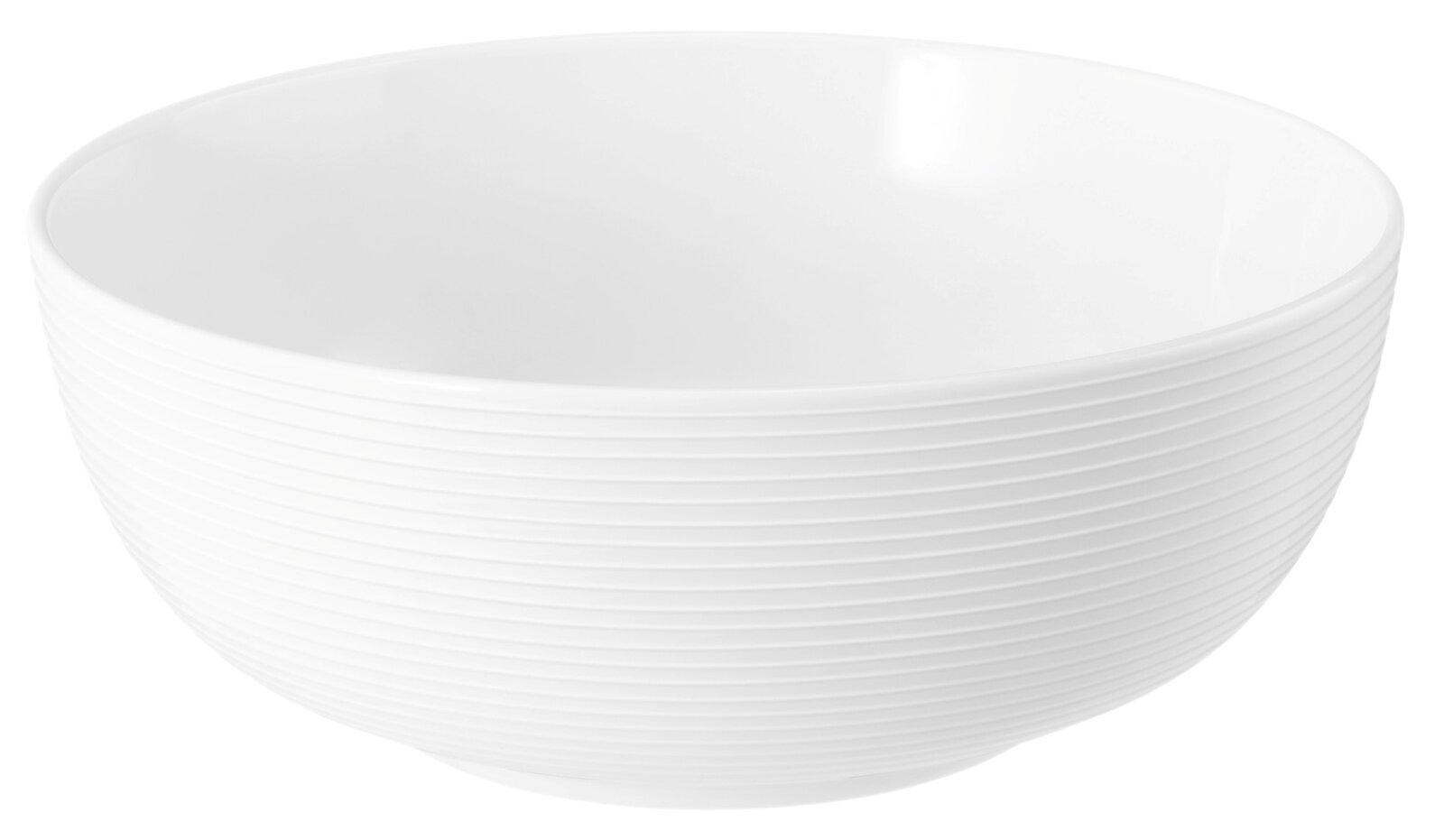 Seltmann Weiden Bowl BEAT Weiße Schüssel mit geriffelter Oberfläche, seitliche Perspektive