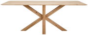 Esstisch aus Holz mit X-förmigem Gestell, frontal betrachtet