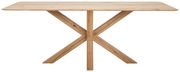 Esstisch aus Holz mit X-förmigem Gestell, frontal betrachtet
