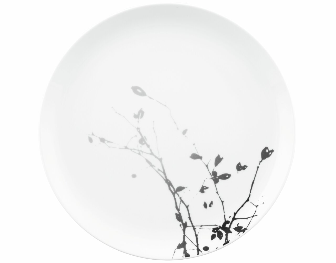 Dinerbord 27,5 cm in donkerroze met bloemmotief, bovenaanzicht