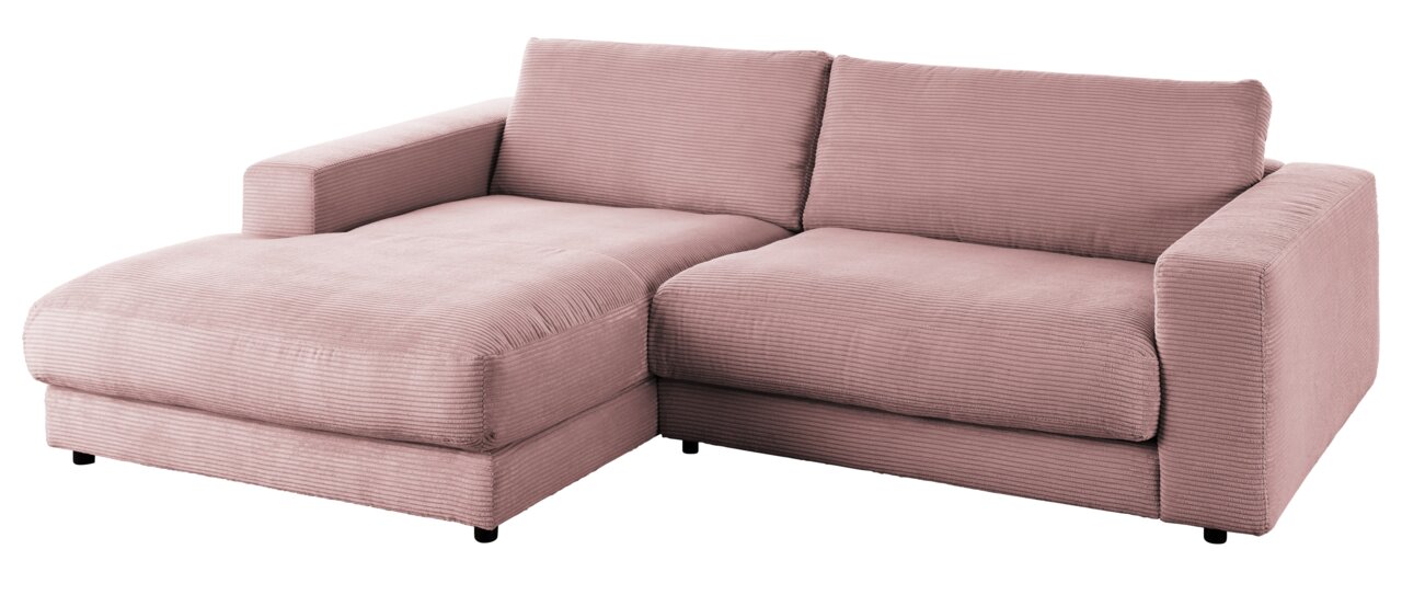 Roze longchair-set van corduroy, vooraanzicht links