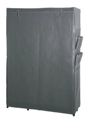 Graue Standgarderobe mit Stoffüberzug, Vorderansicht