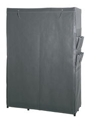 Graue Standgarderobe mit Stoffüberzug, Vorderansicht