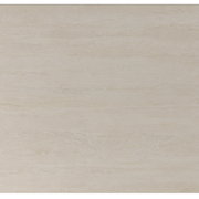 Nahaufnahme einer hellen, strukturierten Tischoberfläche aus Steinoptik, von oben betrachtet.