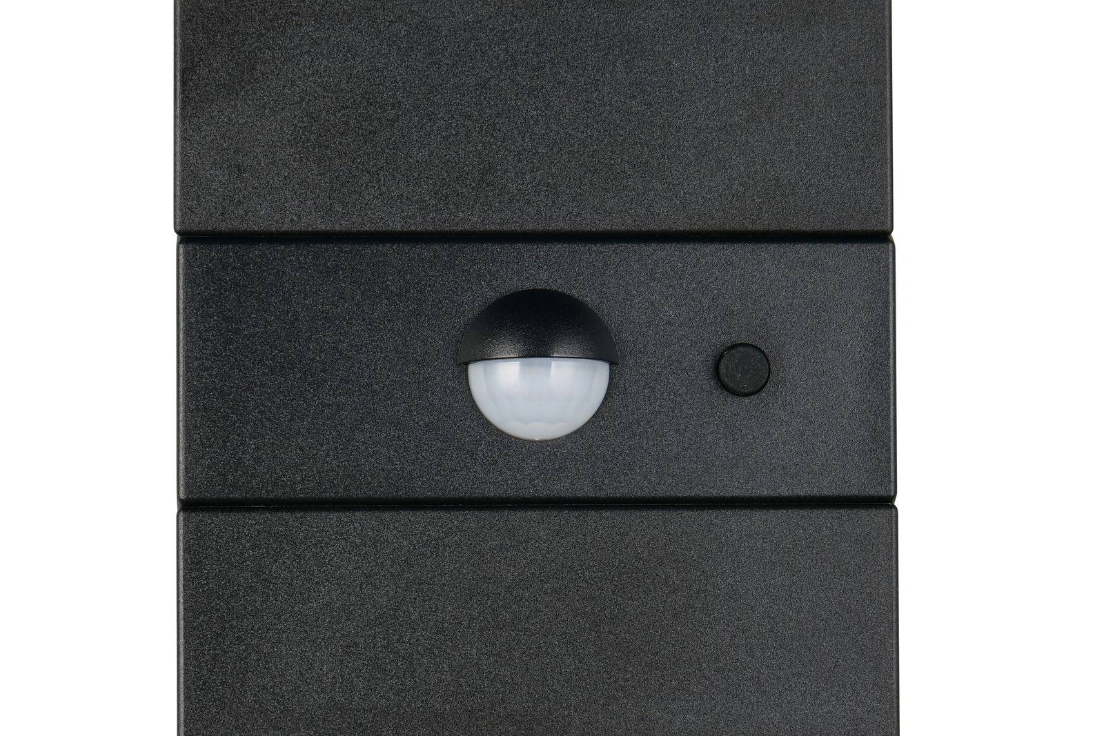 Reality Leuchten LED-Solar-Aussenwandleuchte TALCA Frontansicht einer schwarzen LED-Solar-Außenwandleuchte mit Bewegungssensor.