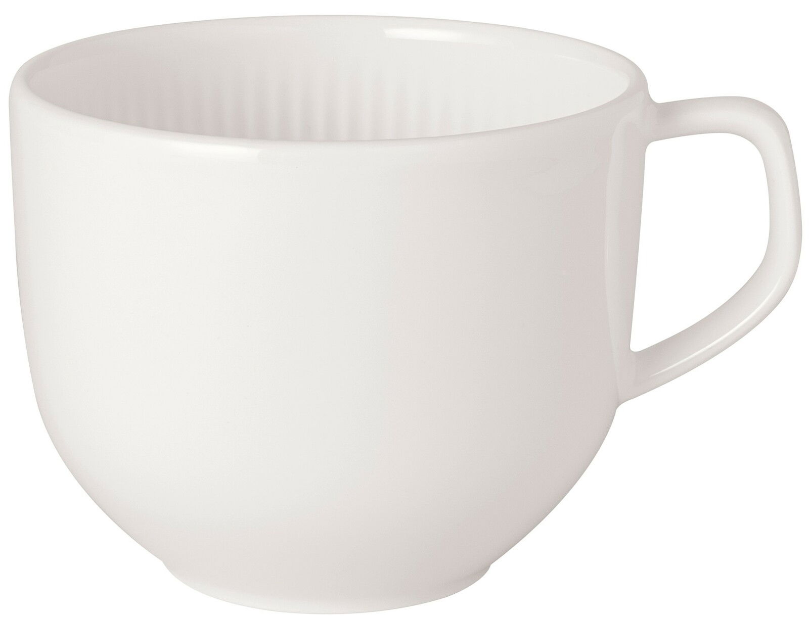 Weiße Kaffeeobertasse Afina 150ml, seitliche Perspektive