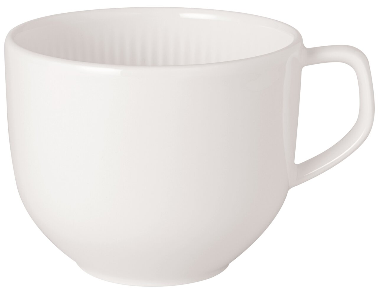 Weiße Kaffeeobertasse Afina 150ml, seitliche Perspektive