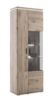 Holz-Kombivitrine mit Glastür, seitliche Perspektive