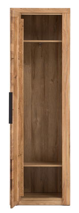 Offener Garderobenschrank aus Holz mit zwei Regalböden, frontal betrachtet.