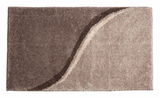 Brauner Badteppich mit geschwungenem Muster, Draufsicht